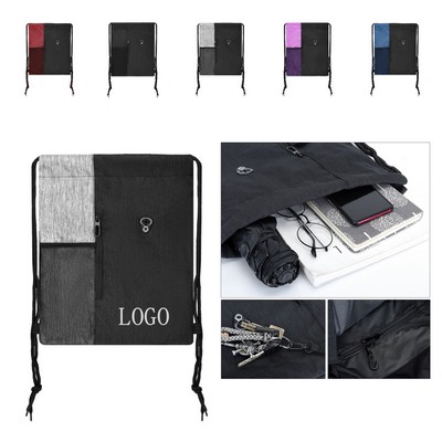 Vertical Drawstring Backpack With Mesh Pocket