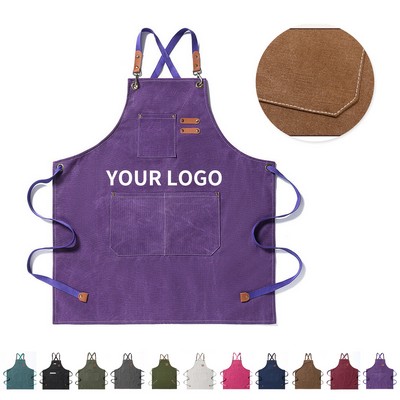 Thick Durable Canvas Apron With Cross Back Straps And Multiple Pocket