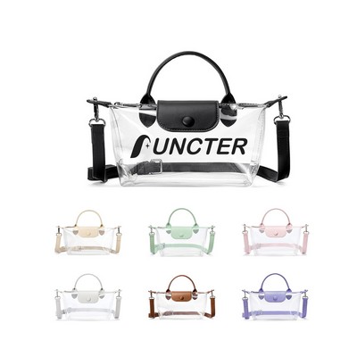 Clear PVC Tote Bag - Handbag With Adjustable Crossbody Strap