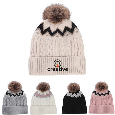 Faux Fur Pom Knit Beanie