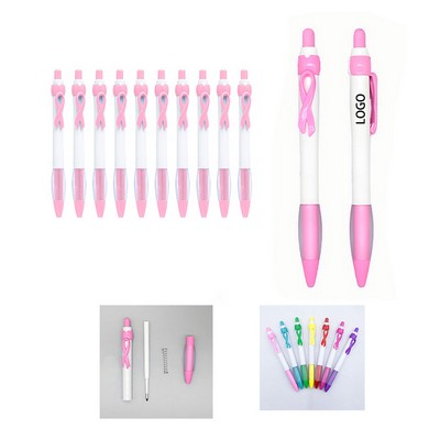 Breast Cancer Awareness Pink Ribbon Plastic Ballpoint Pen