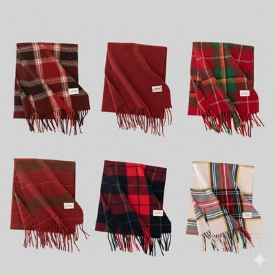 Imitation Cashmere Plaid Scarf Christmas New Year Winter Warm Neck Wrap
