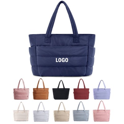 Padded Sleeve Quilted Puffy Tote