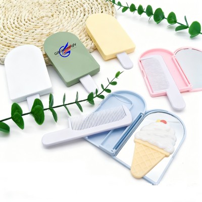 Ice-cream Shaped 2-in-1 Handheld Cosmetic Mirror