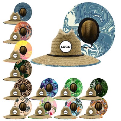 Lifeguard Beach Sun Straw Hat With Lanyard