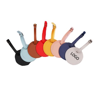 Round PU Leather Luggage Tag