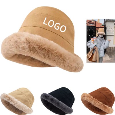 Winter Wide Earmuff Fleece Bucket Hat