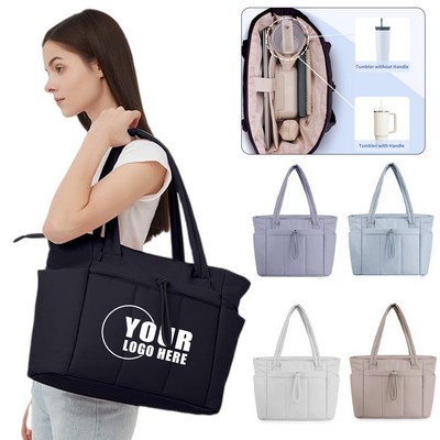 Quilted Carry Tote Bag(15.7" x 6.3"x 12.2")