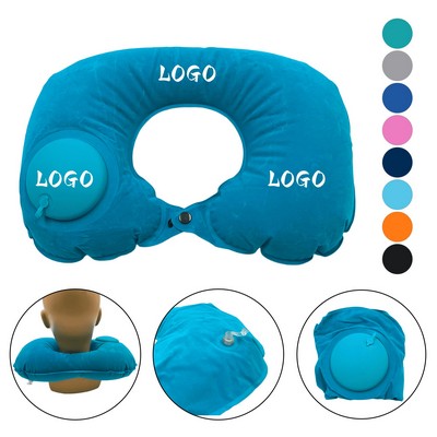 Portable Inflatable Flocked U-Shaped Neck Pillow