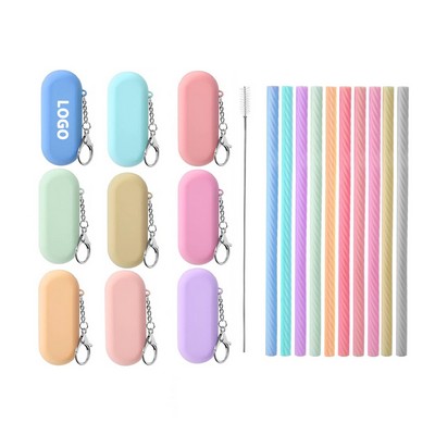 Collapsible Silicone Straws Set