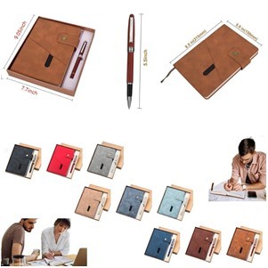 Hardcover Leather A5 Notebook With Deluxe Pen Gift Box