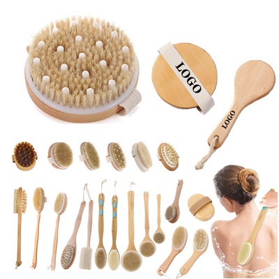 Round Wooden Brush for Dry and Wet Brushing