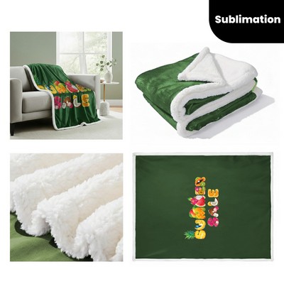 Soft Flannel Sherpa Throw Blanket with Sublimation