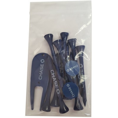 Golf Tee Combo Pack - (10) 2 3/4" Tees, (2) Ball Markers, (1) Divot Tool