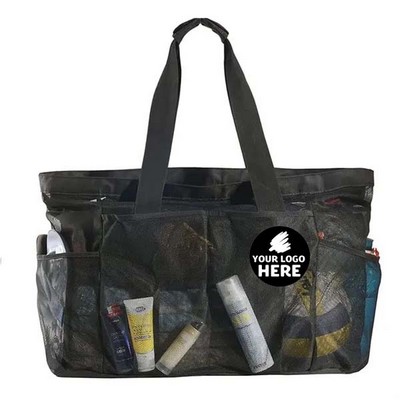 Giant Mesh Beach Tote with Secure Pockets