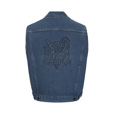 Embossed Sleeveless Denim Jacket Vest