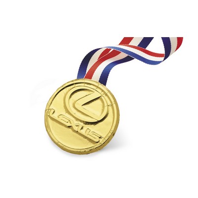 Custom Foiled Chocolate Medallion w/Ribbon