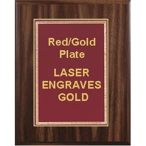 Walnut Plaque 6" x 8" - Red/Gold - 4" x 6" Florentine Plate
