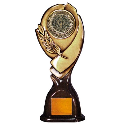 Stock 15" Classic Trophy with 2" US Air Force Coin and Engraving Plate