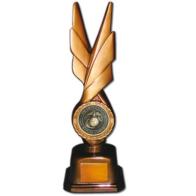 Stock Phoenix 12" Trophy with 2" US Marine Corp Coin and Engraving Plate