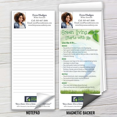 Full-Color Magnetic Notepads - Living Green (3 1/2" x 8")
