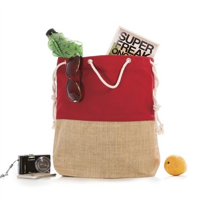 15 Oz. Laminated Jute Bag w/Rope Handles