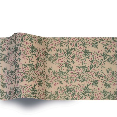 Season's Greetings Happy HollyDays on Tan Stock Design Tissue Paper (B)