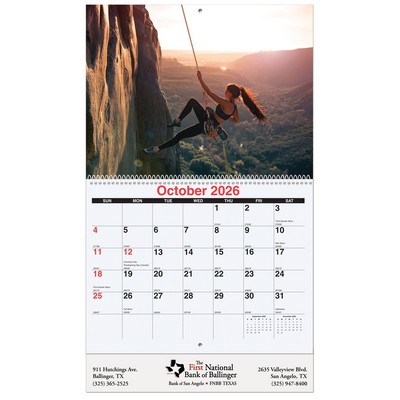 Active Lifestyle Monthly Wall Calendar w/Coil Binding (10 5/8"x18")