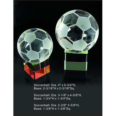 Soccer Ball w Rainbow Base Optical Crystal Award Trophy