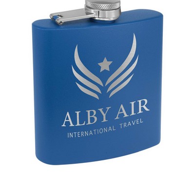 6oz. Matte Blue Powder Coated Stainless Steel Flask