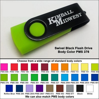 Swivel Black Flash Drive - 1 GB Memory - Body PMS 376