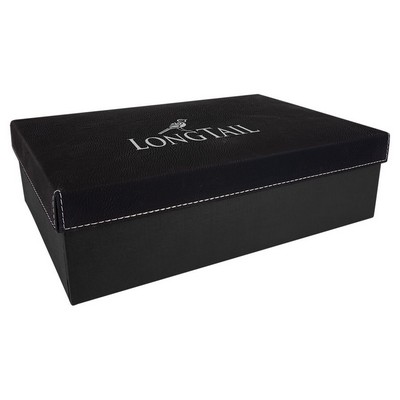 Engraved Faux Leather Gift Box, Black, 11 3/4"(L) x 7 3/4"(W) x 3 1/4"(H)