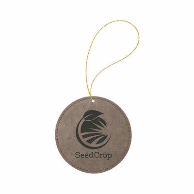 Gray Leatherette Round Ornament