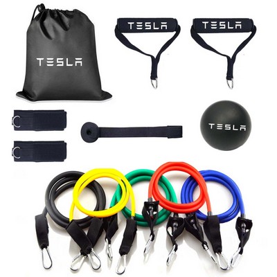 Promotek iBank® Exercise Fitness Resistance Bands Set + Massage Ball (Black)
