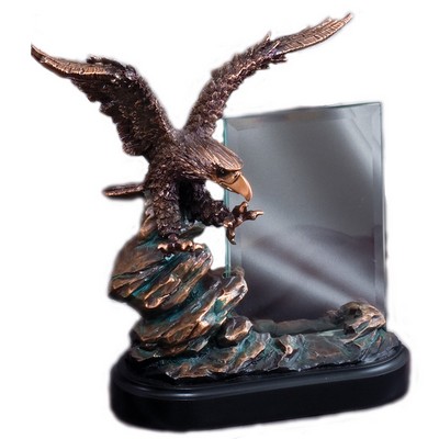 9 ½" Electroplated Bronze Eagle on Rock Trophy