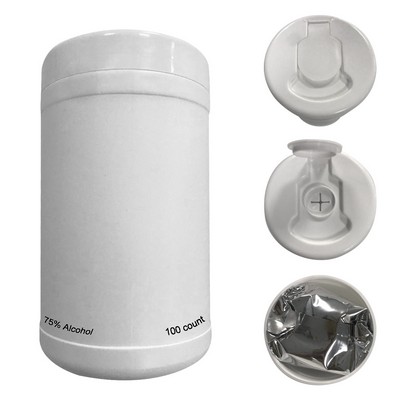 100 CT. Alcohol Antibacterial Wet Wipe Canister (Overseas)