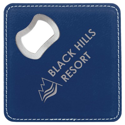 Leatherette Bottle Opener Coaster (Blue)