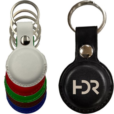 Leather AirTag Holder w/ Snap Botton & Keyring Custom Logo