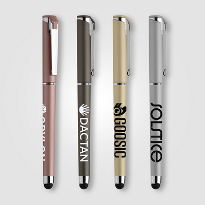 Islander Softy Metallic Gel Pen w/ Stylus - Silkscreen