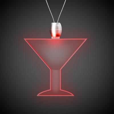 24" Red Martini Light-Up Pendant Necklace(Laser Engraved)