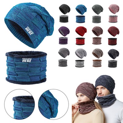 Unisex Knit Hat Infinity Scarf Warm Set