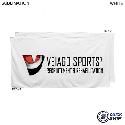 48Hr Quick Ship - Plush and Soft White Velour Terry Cotton Blend Shower Towel, 24x48, Sublimated
