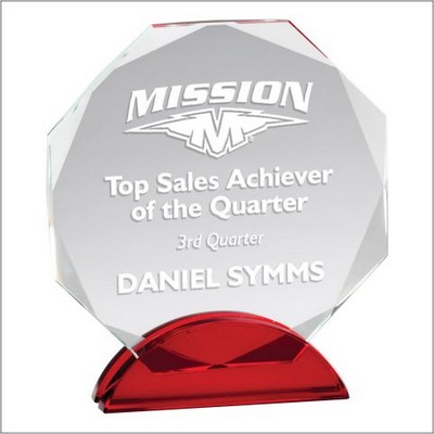 Ruby Octagon Crystal Award, 7 3/4"H