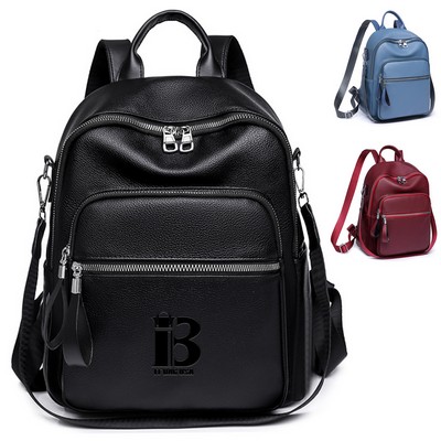PU Leather Dual-use Casual Small Backpack Women