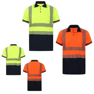 VISIPRO Short Sleeve Reflective Colorblock Safety Polo with