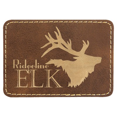 3-1/2"x2-1/2" Rectangle Patches, Rustic/Gold Laserable Leatherette
