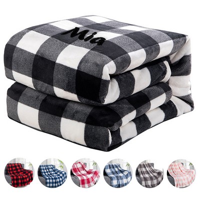 Polyester double-sided fleece plaid blanket