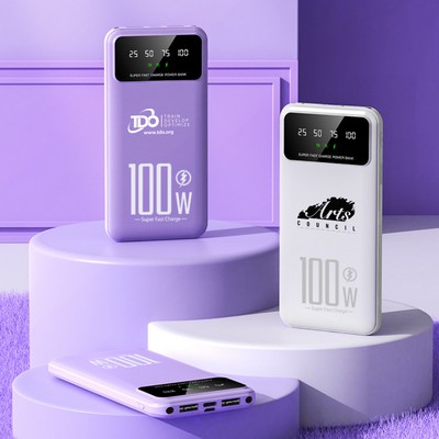 20000mah Power Banks With Charging Cable Build-in , LED Display Portable Charger