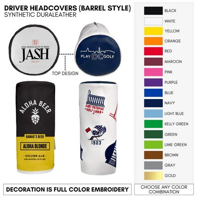 Leather Barrel Golf Club Headcover Your Logo Embroidered