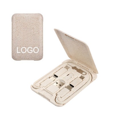 Eco Wheat Material Charging Cable Set w/Storage Box Stand